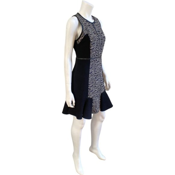 Rebecca Taylor Sleeveless Flared Hem Tweed Dress - Black/Grey, Size 4 - Picture 4 of 16